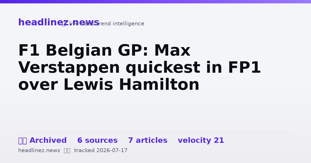 Visual summary for F1 Belgian GP: Max Verstappen quickest in FP1 over Lewis Hamilton