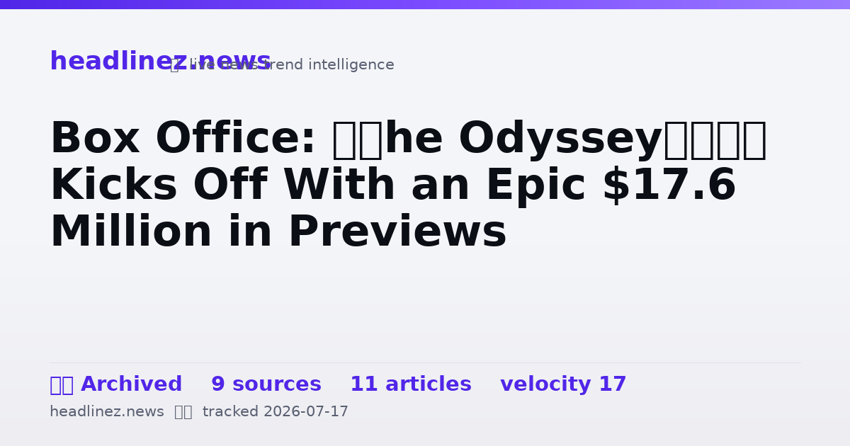 Visual summary for Box Office: ‘The Odyssey’ Kicks Off With an Epic $17.6 Million in Previews