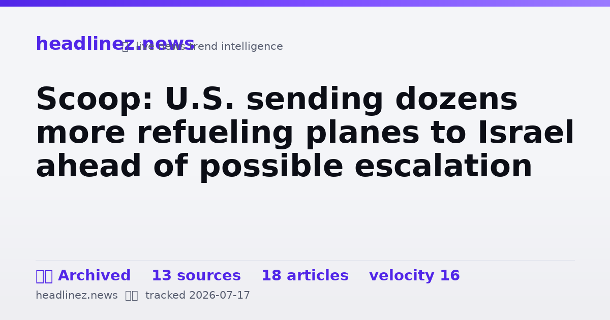 Visual summary for Scoop: U.S. sending dozens more refueling planes to Israel ahead of possible escalation