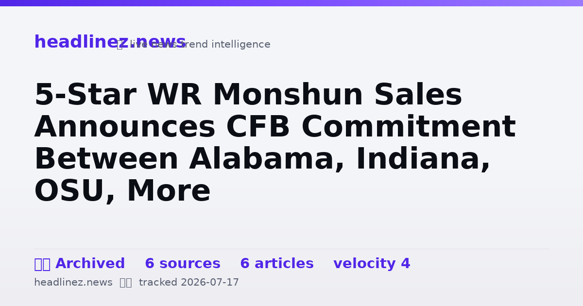 Visual summary for 5-Star WR Monshun Sales Announces CFB Commitment Between Alabama, Indiana, OSU, More