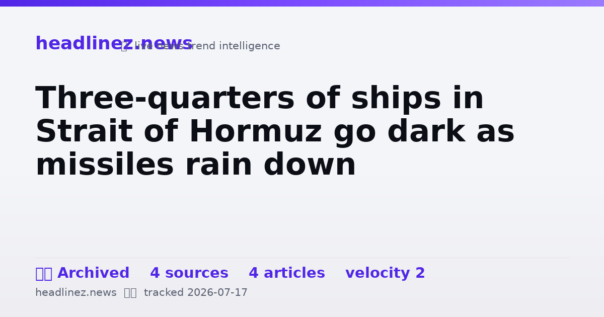 Visual summary for Three-quarters of ships in Strait of Hormuz go dark as missiles rain down