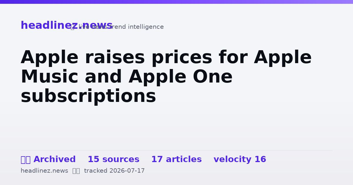 Visual summary for Apple raises prices for Apple Music and Apple One subscriptions