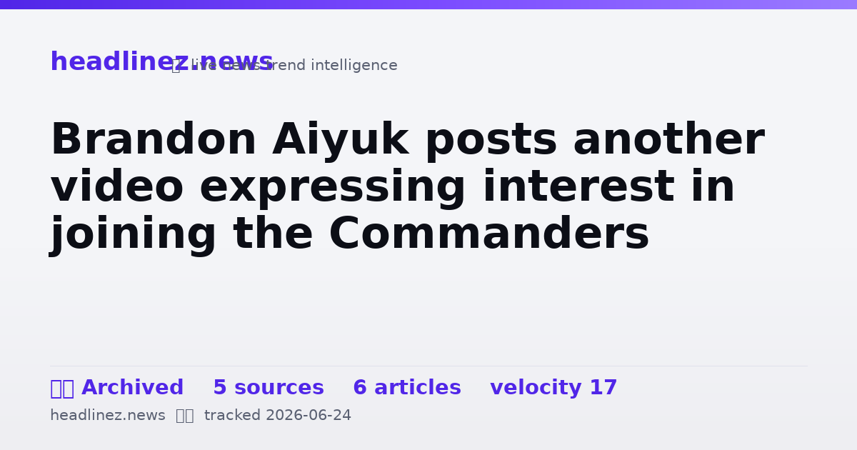 Visual summary for Brandon Aiyuk posts another video expressing interest in joining the Commanders