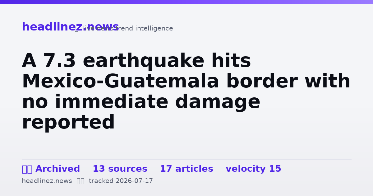 Visual summary for A 7.3 earthquake hits Mexico-Guatemala border with no immediate damage reported