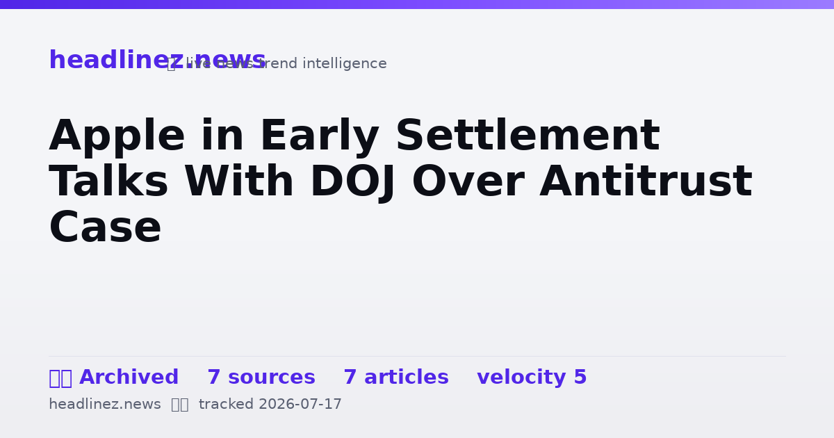 Visual summary for Apple in Early Settlement Talks With DOJ Over Antitrust Case