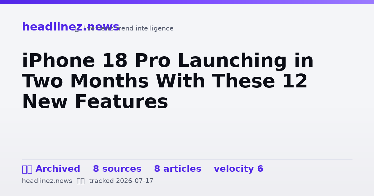 Visual summary for iPhone 18 Pro Launching in Two Months With These 12 New Features