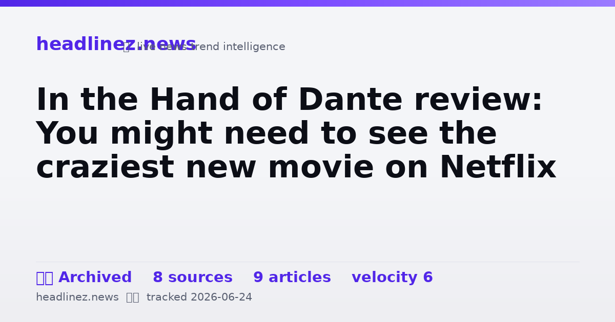 Visual summary for In the Hand of Dante review: You might need to see the craziest new movie on Netflix