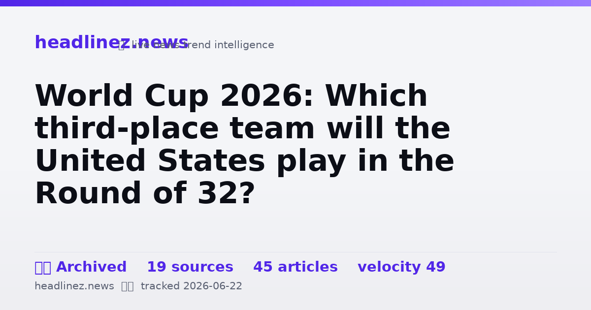 Visual summary for World Cup 2026: Which third-place team will the United States play in the Round of 32?