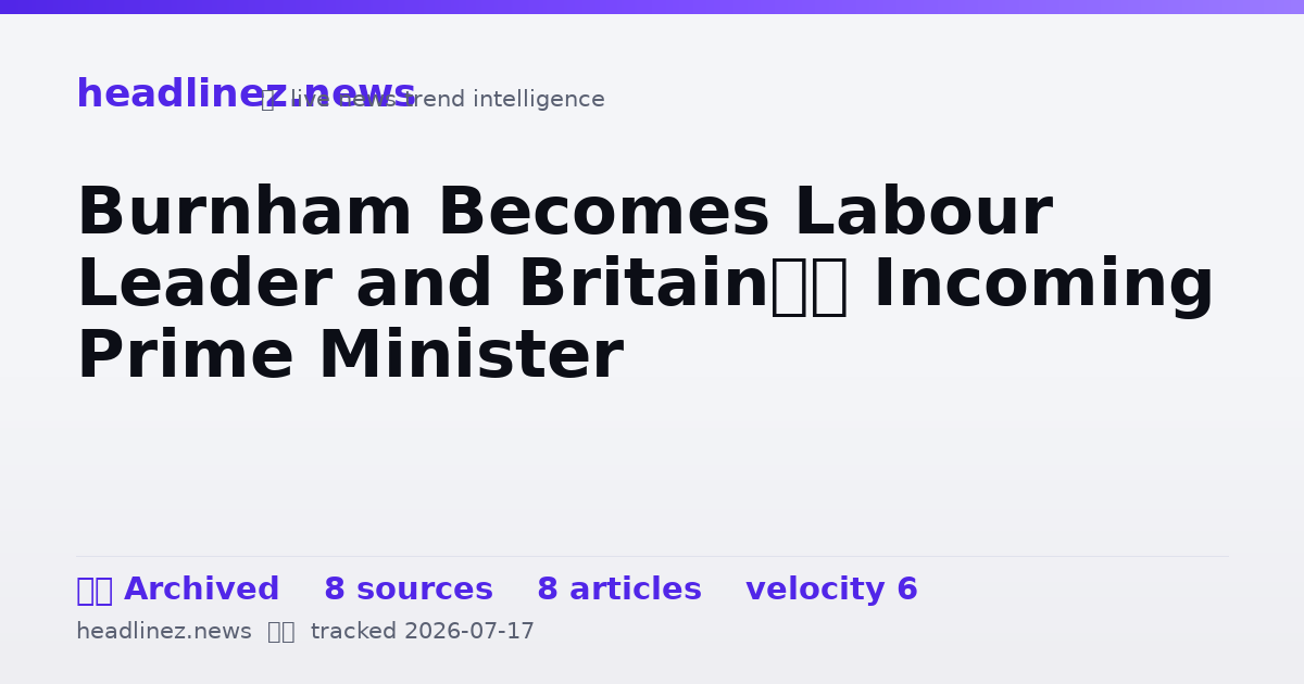 Visual summary for Burnham Becomes Labour Leader and Britain’s Incoming Prime Minister