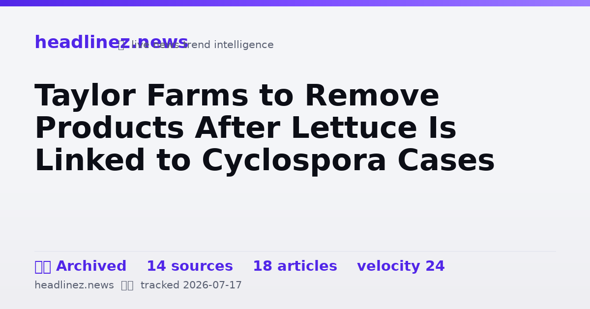 Visual summary for Taylor Farms to Remove Products After Lettuce Is Linked to Cyclospora Cases