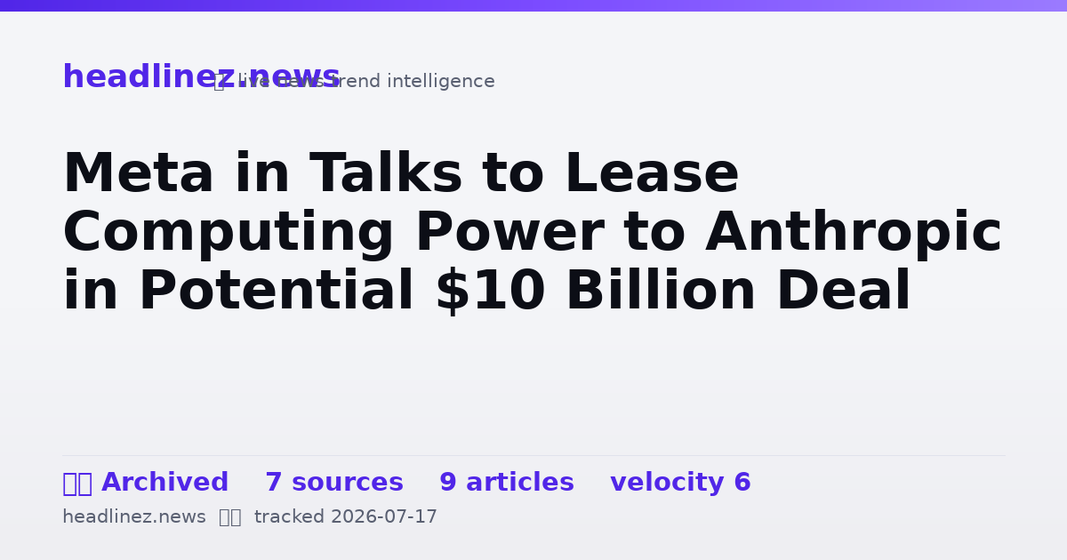 Visual summary for Meta in Talks to Lease Computing Power to Anthropic in Potential $10 Billion Deal
