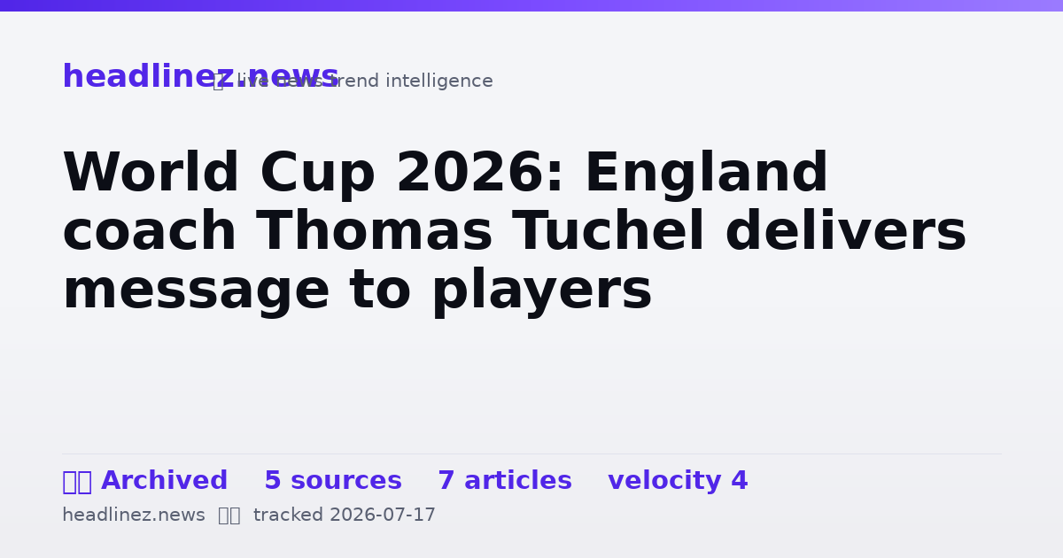 Visual summary for World Cup 2026: England coach Thomas Tuchel delivers message to players