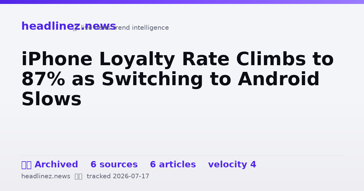 Visual summary for iPhone Loyalty Rate Climbs to 87% as Switching to Android Slows