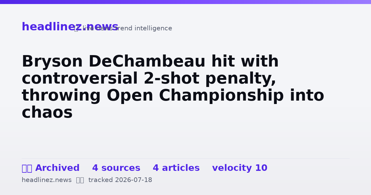 Visual summary for Bryson DeChambeau hit with controversial 2-shot penalty, throwing Open Championship into chaos