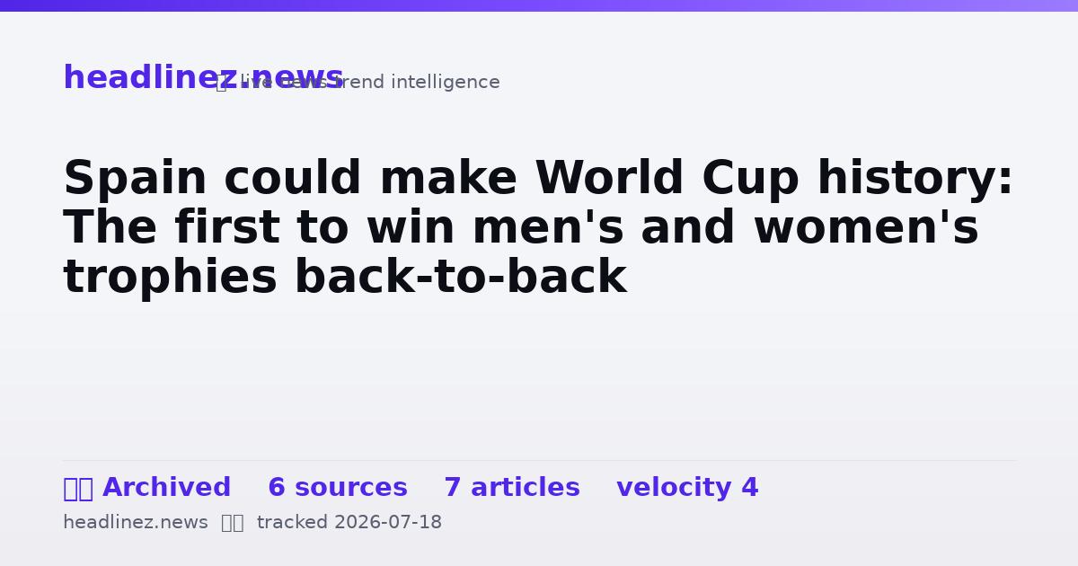 Visual summary for Spain could make World Cup history: The first to win men's and women's trophies back-to-back