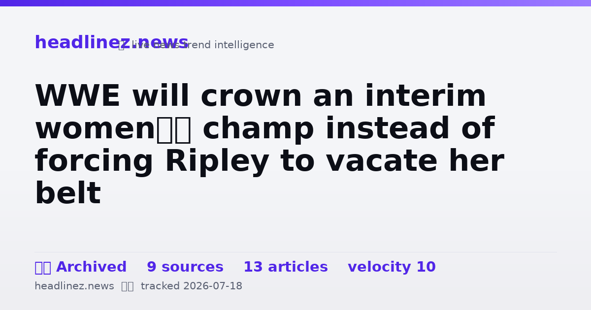 Visual summary for WWE will crown an interim women’s champ instead of forcing Ripley to vacate her belt