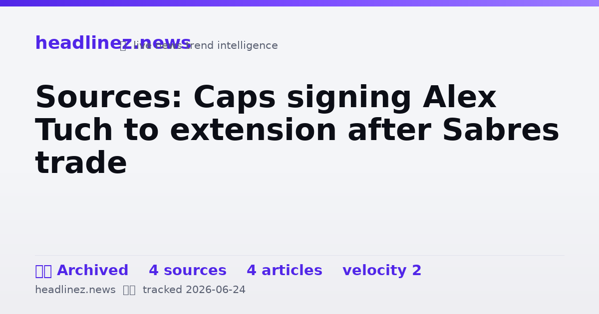 Visual summary for Sources: Caps signing Alex Tuch to extension after Sabres trade
