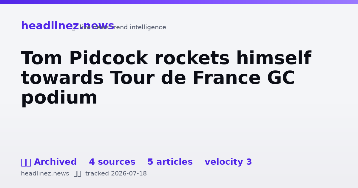 Visual summary for Tom Pidcock rockets himself towards Tour de France GC podium