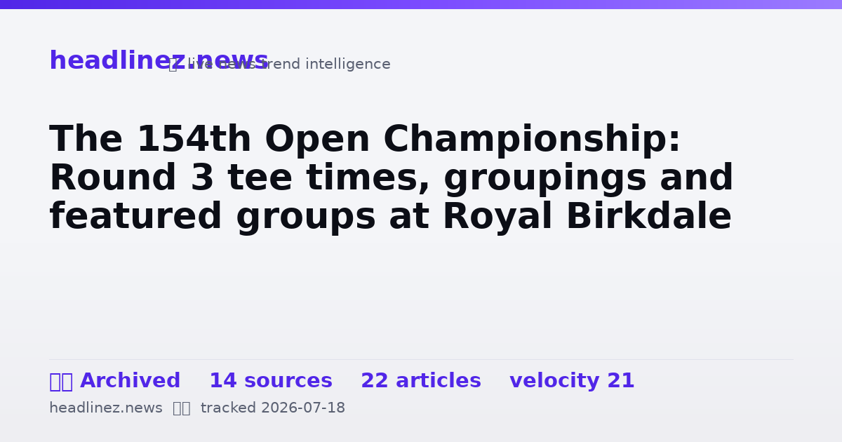 Visual summary for The 154th Open Championship: Round 3 tee times, groupings and featured groups at Royal Birkdale