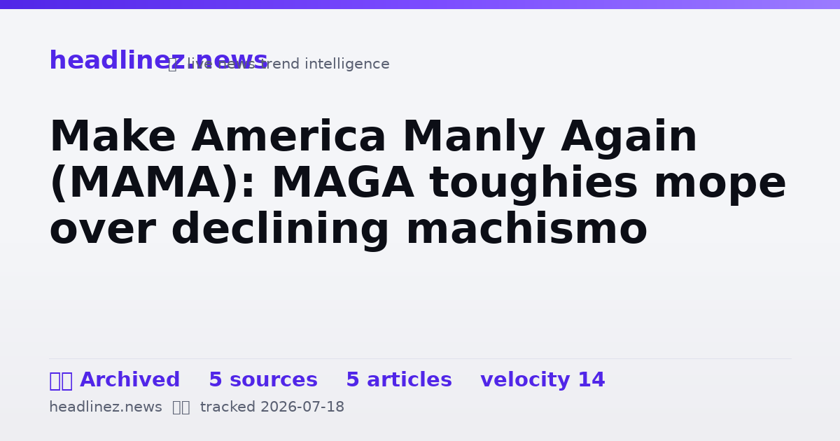 Visual summary for Make America Manly Again (MAMA): MAGA toughies mope over declining machismo
