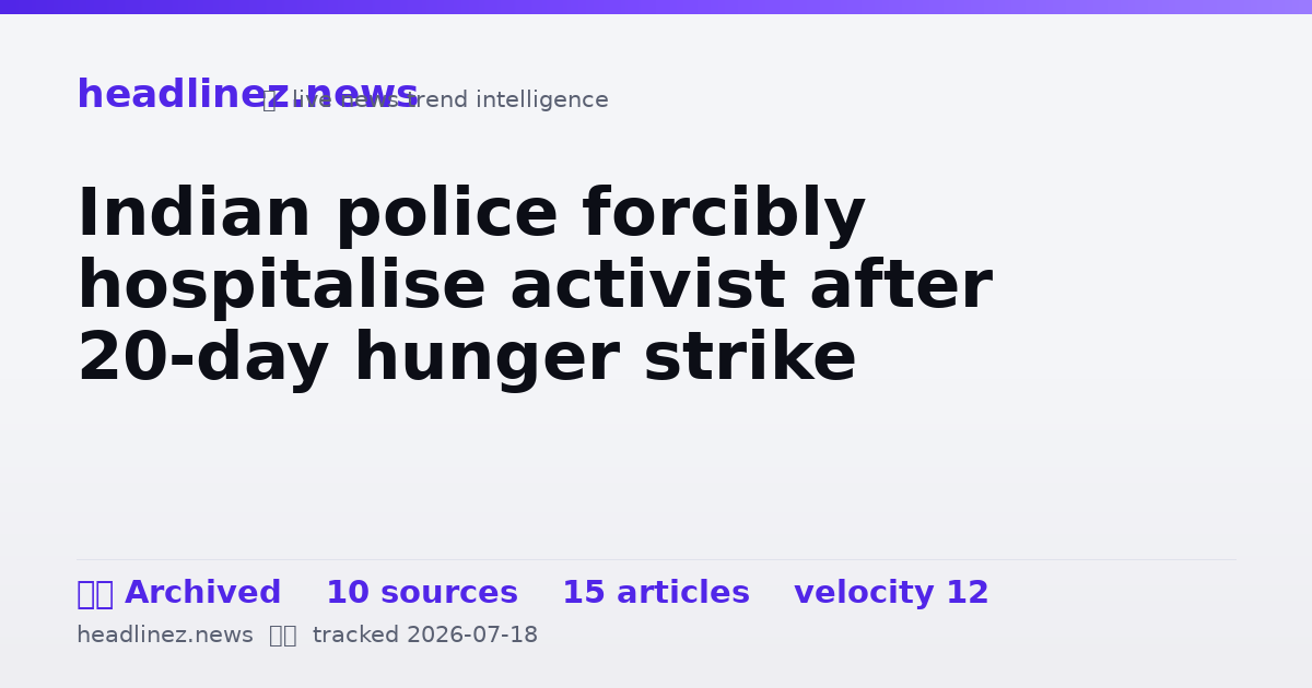 Visual summary for Indian police forcibly hospitalise activist after 20-day hunger strike