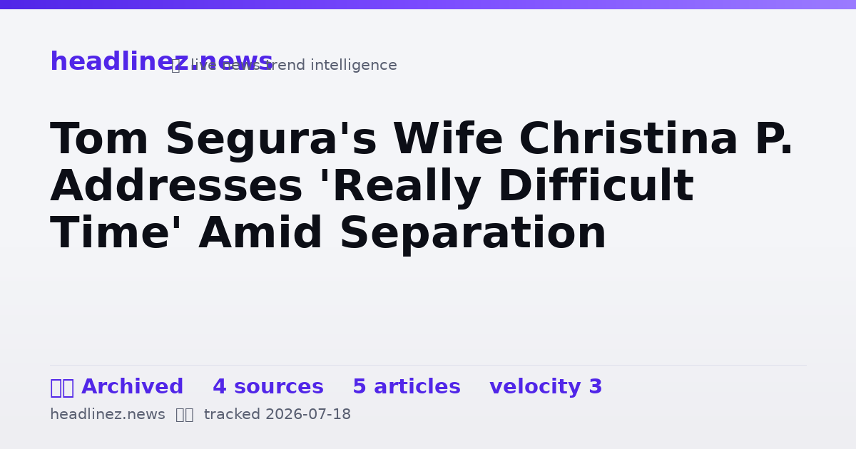 Visual summary for Tom Segura's Wife Christina P. Addresses 'Really Difficult Time' Amid Separation
