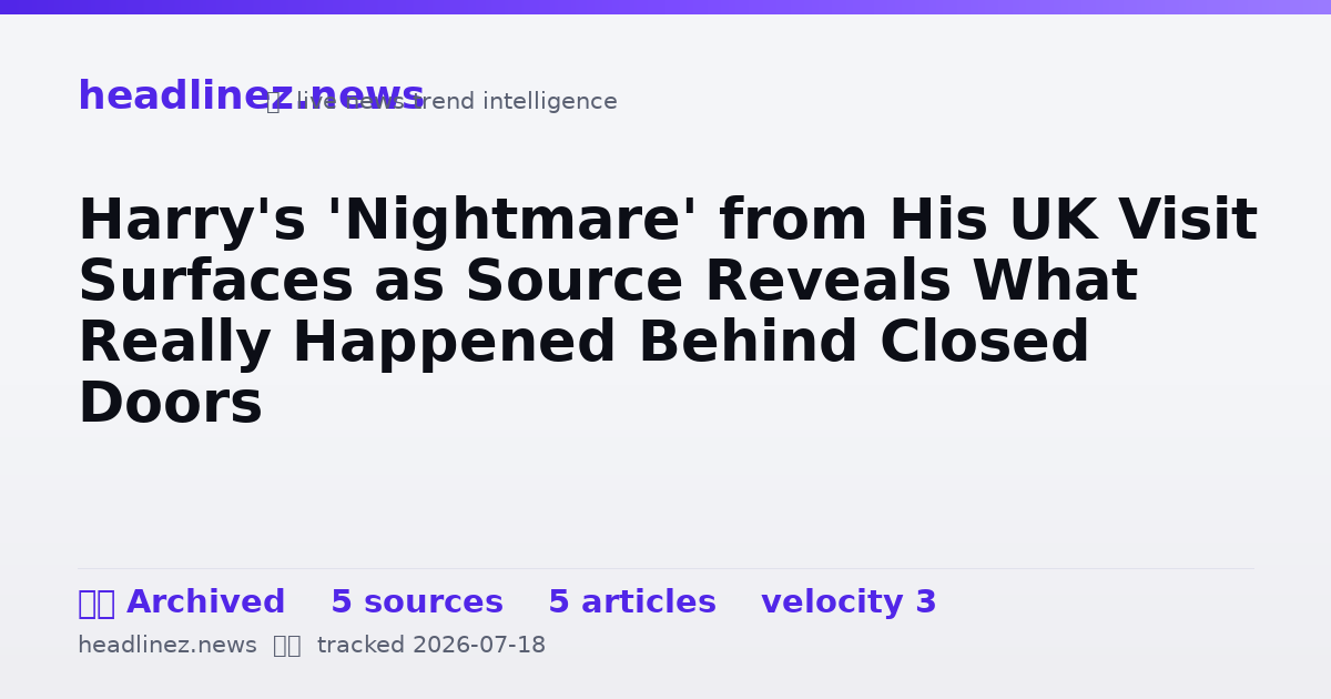 Visual summary for Harry's 'Nightmare' from His UK Visit Surfaces as Source Reveals What Really Happened Behind Closed Doors