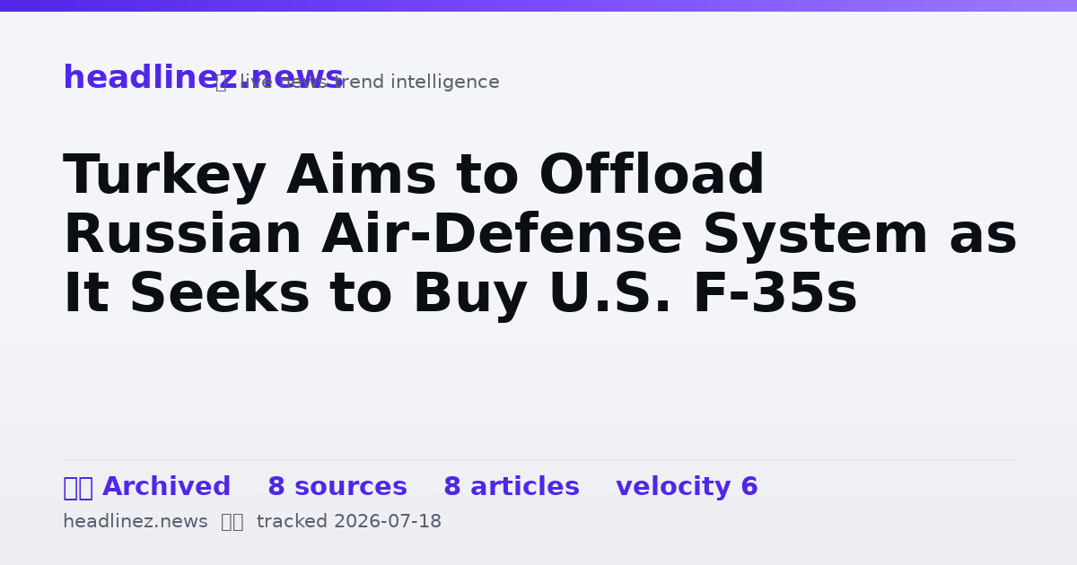 Visual summary for Turkey Aims to Offload Russian Air-Defense System as It Seeks to Buy U.S. F-35s
