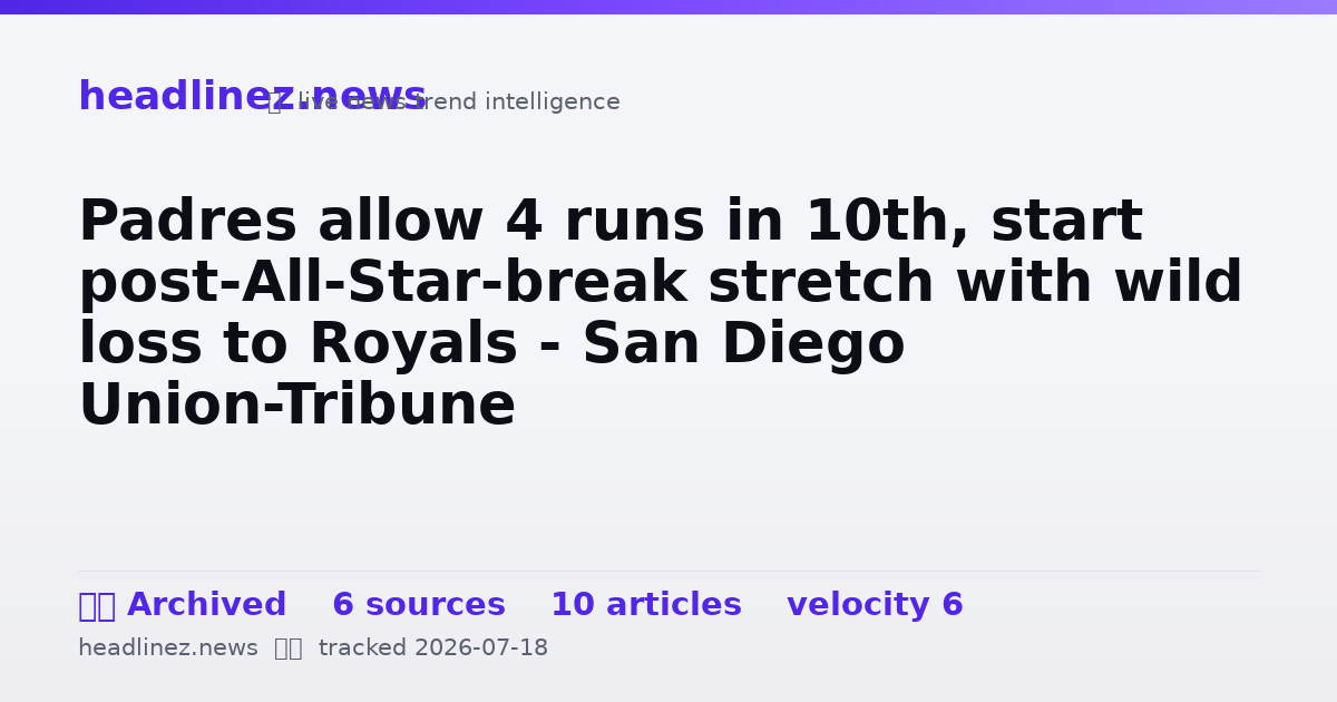 Visual summary for Padres allow 4 runs in 10th, start post-All-Star-break stretch with wild loss to Royals - San Diego Union-Tribune