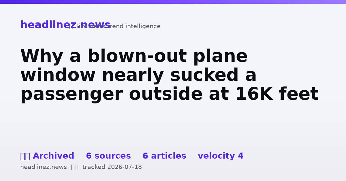 Visual summary for Why a blown-out plane window nearly sucked a passenger outside at 16K feet