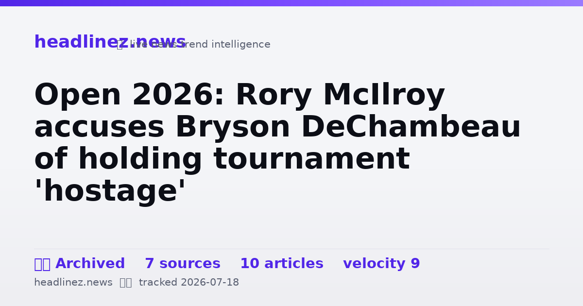 Visual summary for Open 2026: Rory McIlroy accuses Bryson DeChambeau of holding tournament 'hostage'