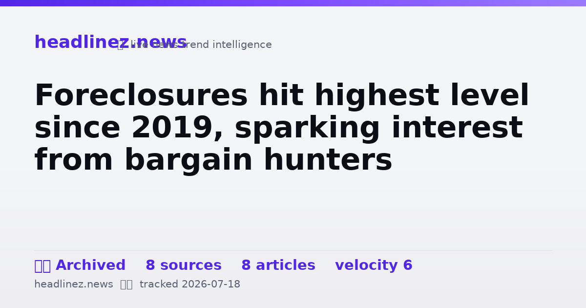 Visual summary for Foreclosures hit highest level since 2019, sparking interest from bargain hunters