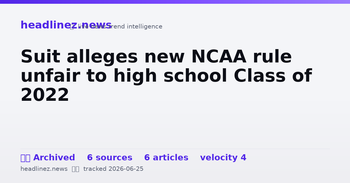 Visual summary for Suit alleges new NCAA rule unfair to high school Class of 2022