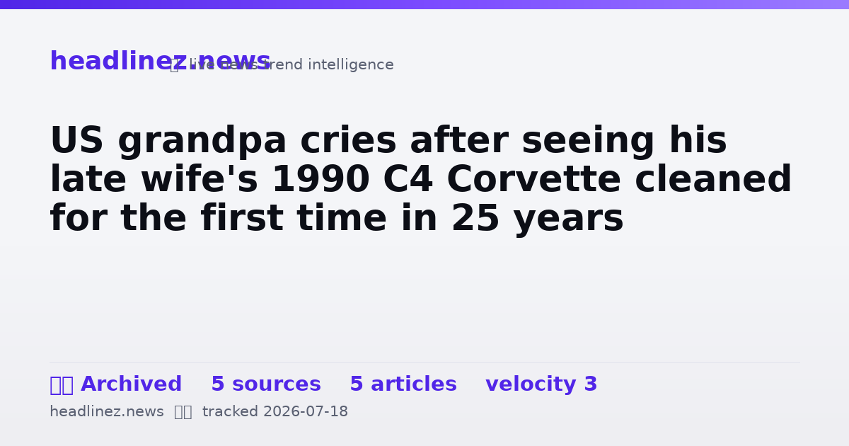 Visual summary for US grandpa cries after seeing his late wife's 1990 C4 Corvette cleaned for the first time in 25 years
