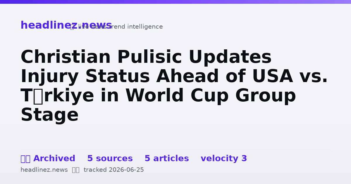 Visual summary for Christian Pulisic Updates Injury Status Ahead of USA vs. Türkiye in World Cup Group Stage