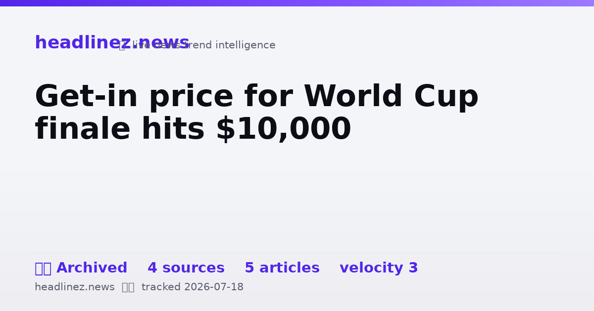 Visual summary for Get-in price for World Cup finale hits $10,000