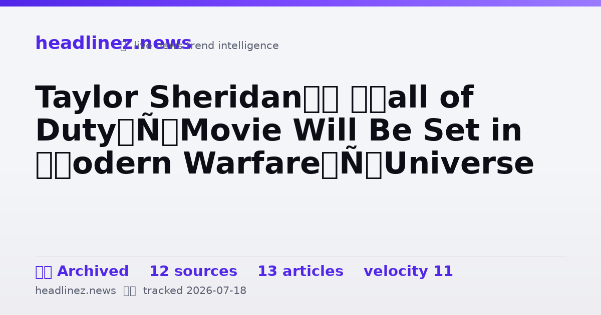 Visual summary for Taylor Sheridan’s ‘Call of Duty’ Movie Will Be Set in ‘Modern Warfare’ Universe