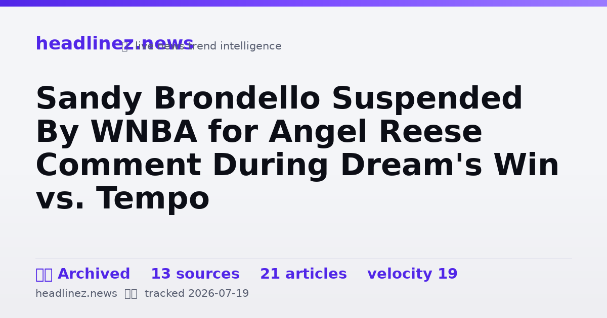 Visual summary for Sandy Brondello Suspended By WNBA for Angel Reese Comment During Dream's Win vs. Tempo