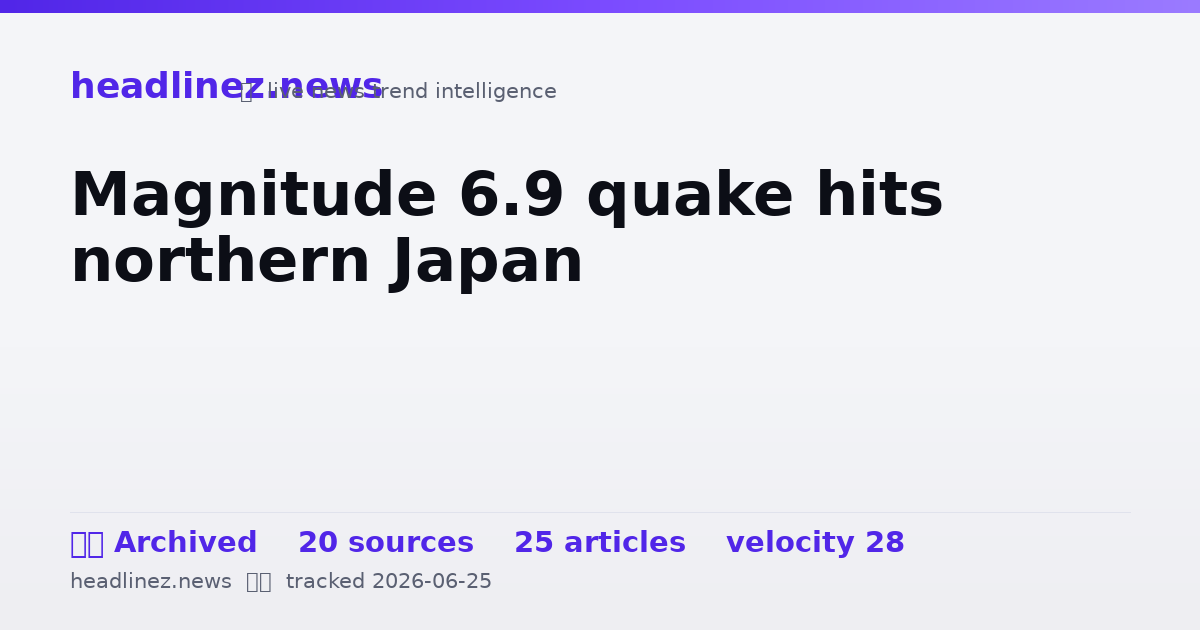Visual summary for Magnitude 6.9 quake hits northern Japan