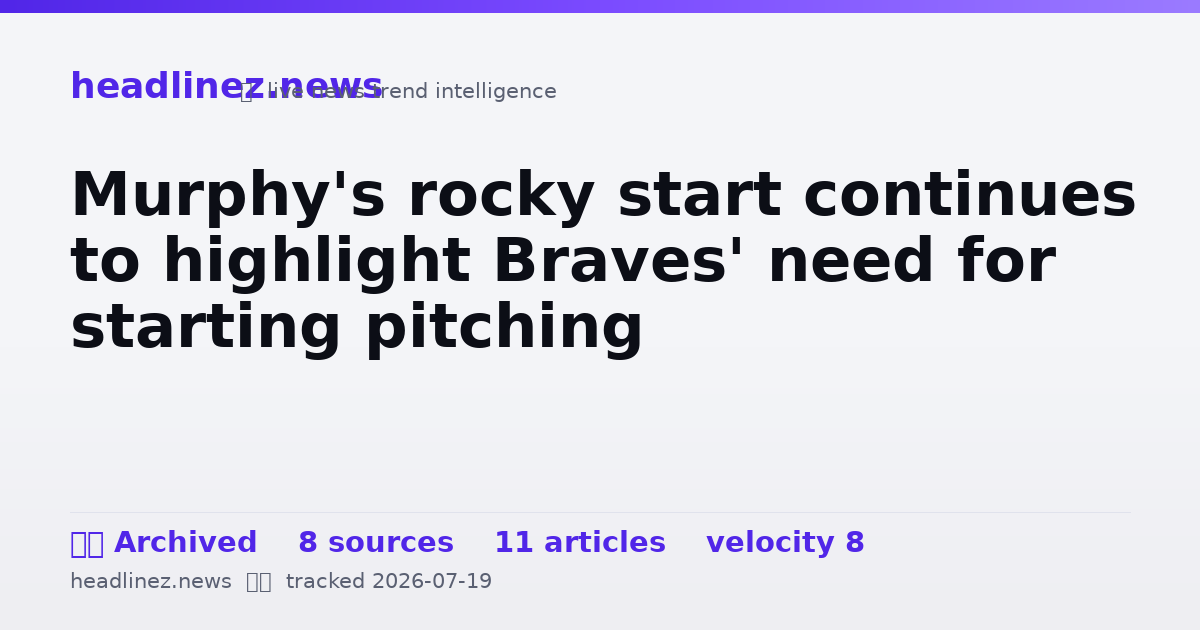 Visual summary for Murphy's rocky start continues to highlight Braves' need for starting pitching