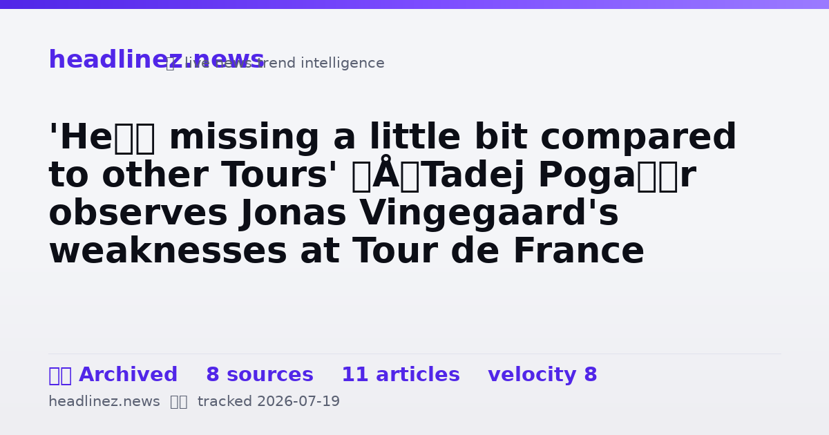 Visual summary for 'He’s missing a little bit compared to other Tours' – Tadej Pogačar observes Jonas Vingegaard's weaknesses at Tour de France
