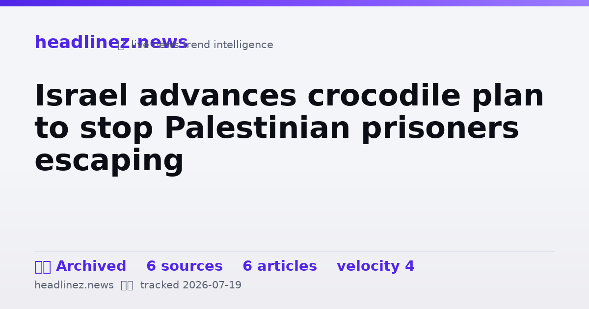 Visual summary for Israel advances crocodile plan to stop Palestinian prisoners escaping