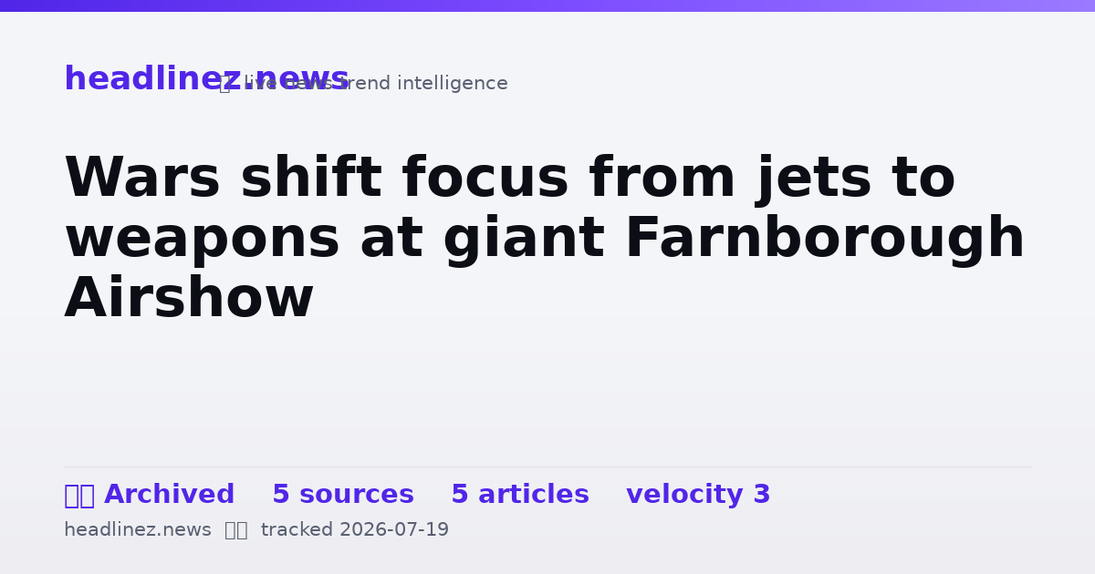 Visual summary for Wars shift focus from jets to weapons at giant Farnborough Airshow