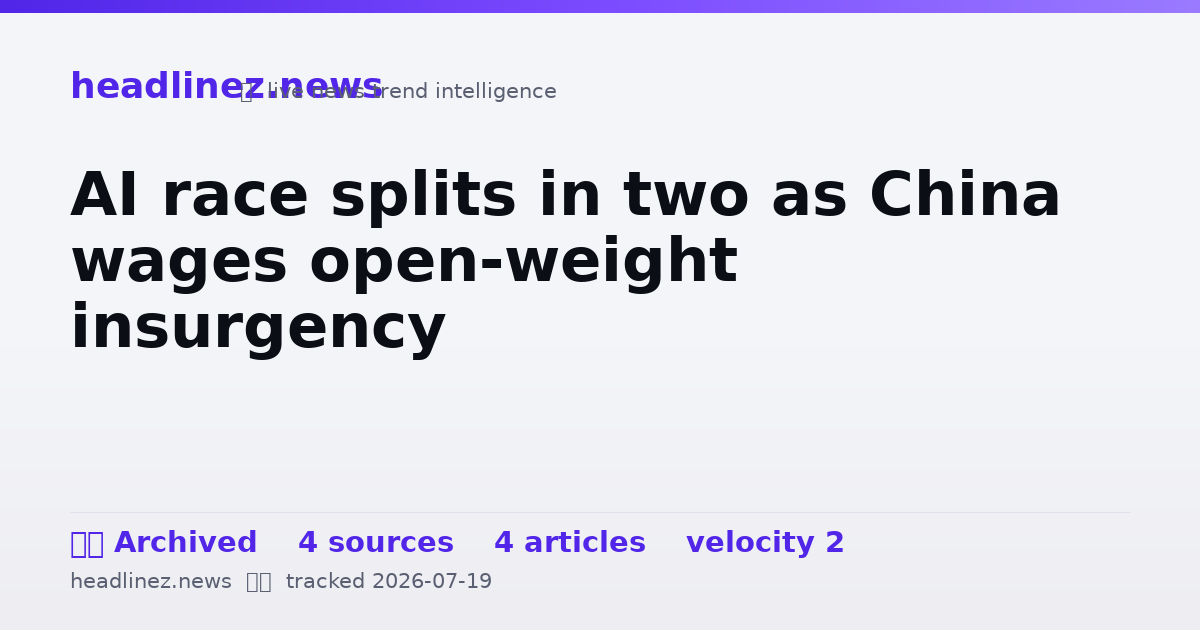 Visual summary for AI race splits in two as China wages open-weight insurgency