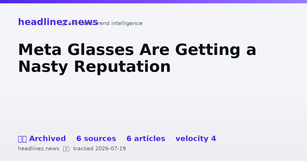 Visual summary for Meta Glasses Are Getting a Nasty Reputation