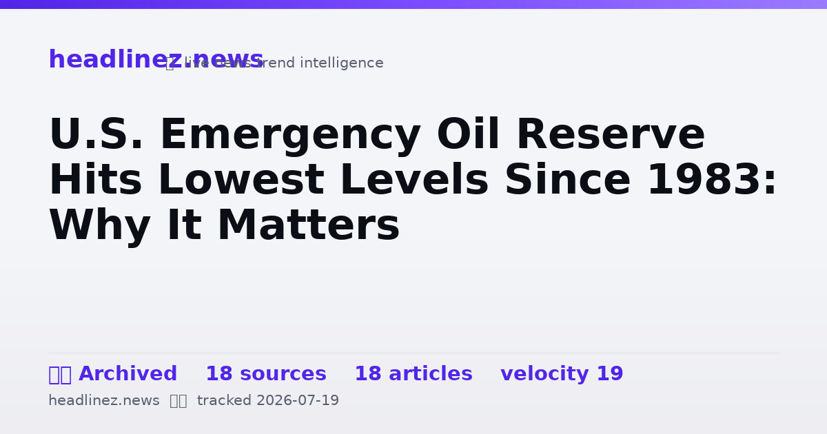 Visual summary for U.S. Emergency Oil Reserve Hits Lowest Levels Since 1983: Why It Matters