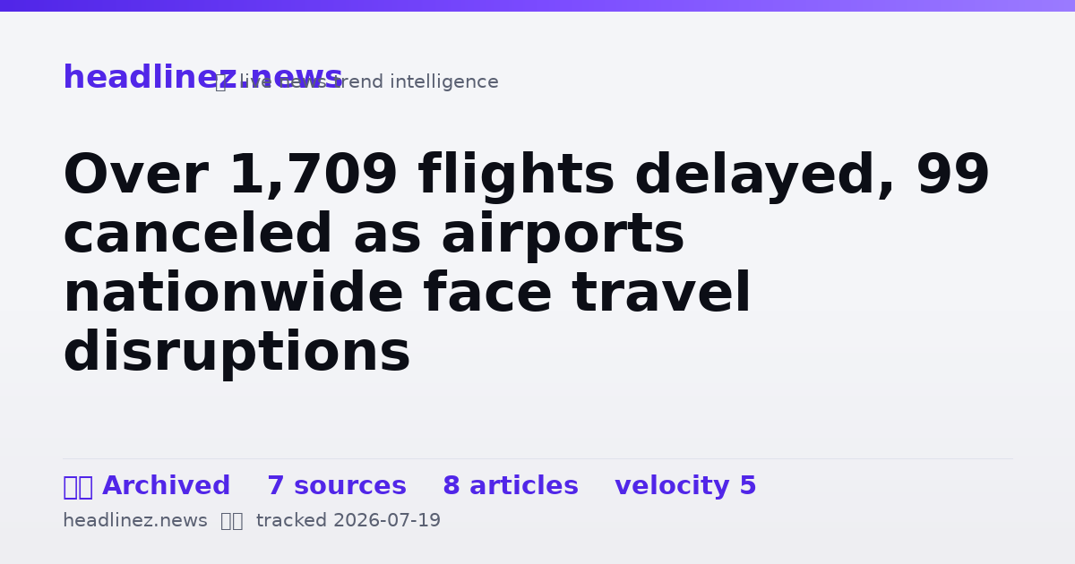 Visual summary for Over 1,709 flights delayed, 99 canceled as airports nationwide face travel disruptions