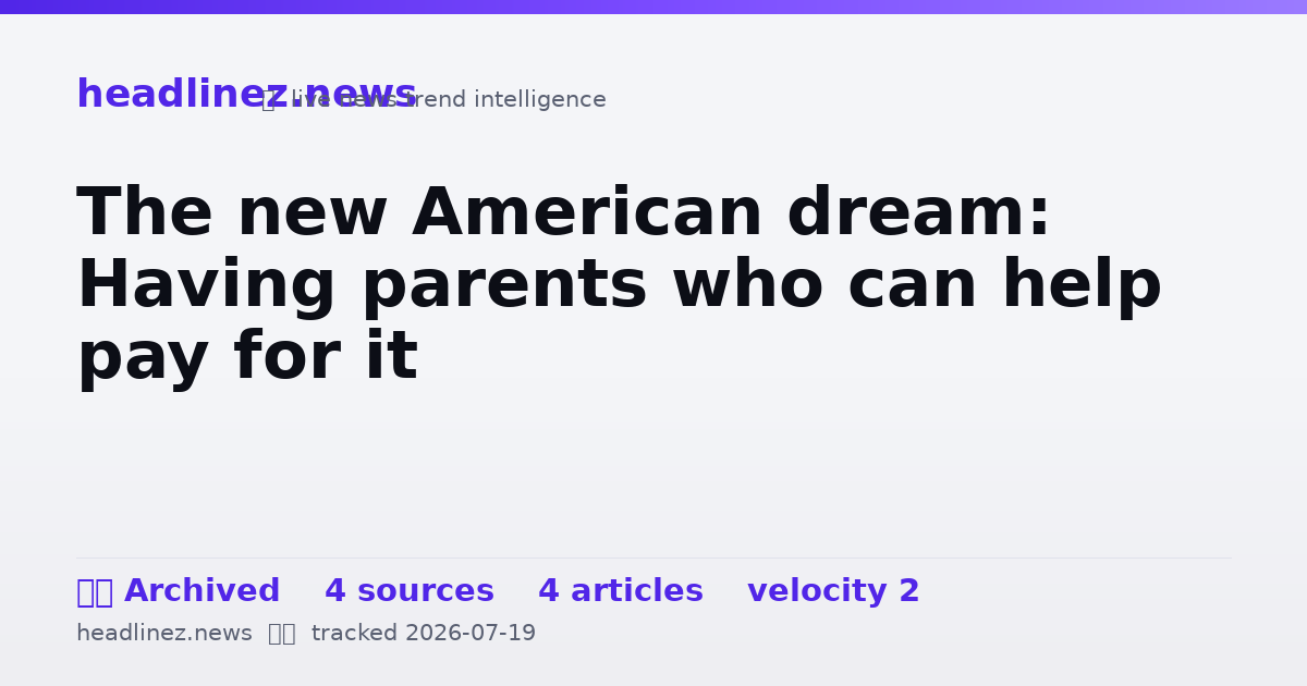 Visual summary for The new American dream: Having parents who can help pay for it