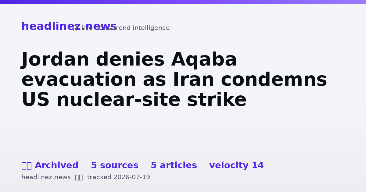 Visual summary for Jordan denies Aqaba evacuation as Iran condemns US nuclear-site strike