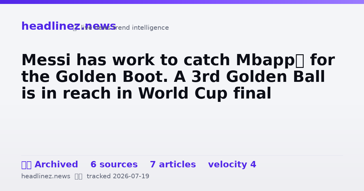 Visual summary for Messi has work to catch Mbappé for the Golden Boot. A 3rd Golden Ball is in reach in World Cup final